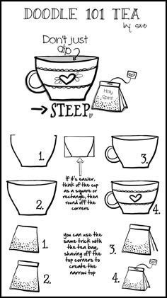 instructions to make tea bags and cups for the coffee lover in your life, including instructions on how to use them