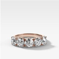 Five Stone Old Euro Cut Diamond Band in Rose Gold by Good Stone  Edit alt text Six Stone Diamond Ring, 5 Diamond Ring Setting, Prong Ring, Stone Diamond Ring, Initial Ring, Set Ring, Eternity Wedding Band, Dream Ring, Diamond Pendant Necklace