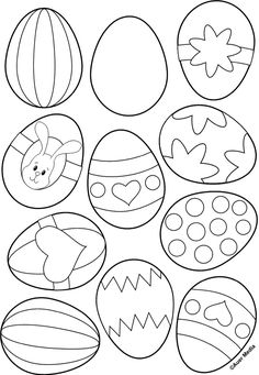 an easter egg coloring page with eggs and other things to color on the inside of it