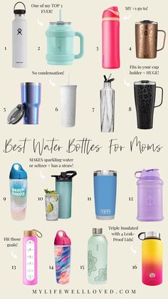 the best water bottles for moms and their kids are on this page, which includes two