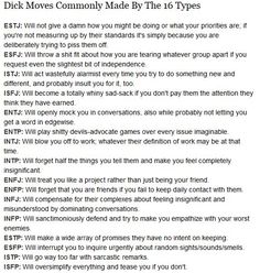 Dick Moves Commonly Made by the MBTI Types Intj Lifestyle, Enfp Traits, Enfp 4w3, Isfj Personality, Intj And Infj, Intp Personality