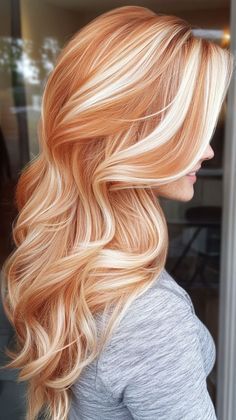 Hairstyles And Colors, Celebrities Hairstyles, Red Hair With Blonde Highlights, Copper Blonde Hair, Balayage Blond, Red Blonde Hair, Blonde Fashion, Copper Blonde, Cute Hair Colors