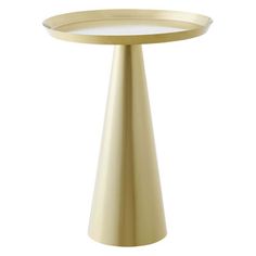 a gold metal table with a white background