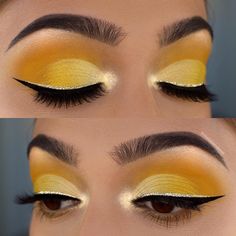 Glitter Wallpaper Iphone, Glitter Eyebrows, Eye Make Up Videos, Yellow Eye Makeup, Precisely My Brow Pencil, Yellow Makeup, Yellow Eyeshadow, Midnight Cowboy