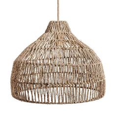 a hanging light made out of wicker on a white background with clippings