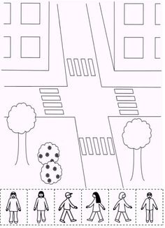 an activity for children to learn how to cross the street with pictures and numbers on it