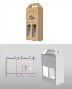 an open cardboard box with two windows and the packaging is cut out to look like it's inside