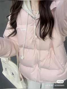 Pink Aesthetic Outfits, Light Pink Aesthetic, Douyin Fashion, Cute Coats, Winter Inspo, Pink Pin