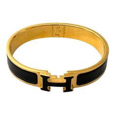 Hermes Noir Clic H Bracelet Luxury Formal Bracelets With Hidden Clasp, Adjustable Luxury Bangle For Formal Occasions, Designer Adjustable Bangle For Formal Occasions, Designer Bangle Bracelets For Formal Occasions, Hermes Clic H Bracelet, H Bracelet, France Colors, Costume Jewelry, Made In France