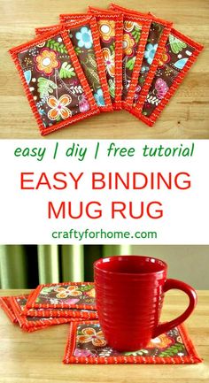 coffee mug rugs with the text easy diy binder mug rug