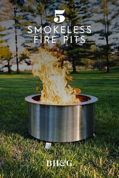 a fire pit with the words 5 smokeless fire pits