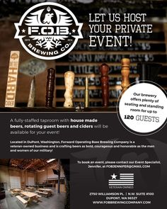 a flyer for a private event with beer and chess pieces on the table in front of it