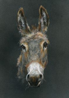 a painting of a donkey looking at the camera