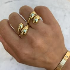 Trendy Gold Rings, Gold Statement Jewelry, Dope Jewelry Accessories, Golden Rings, Drop Ring, Chunky Ring, Gold Rings Fashion, Gold Jewelry Simple, Chunky Jewelry