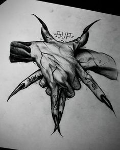 a drawing of a hand with claws on it