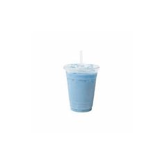 a blue cup with a straw in it