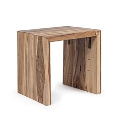 a small wooden table that is made out of wood and has two legs on each side