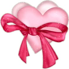 a pink heart with a bow on it