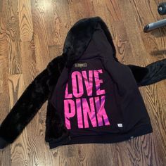 This Is A Limited Edition Fur Jacket With Hood. It Is In Preloved Condition And So Warm! Pink Fur Jacket, Pink Fur, Jacket With Hood, Fur Jacket, Hooded Jacket, Victoria Secret Pink, Pink Ladies, Victoria's Secret, Limited Edition