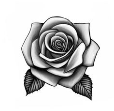 a black and white rose tattoo design on a white background with the word love written below it