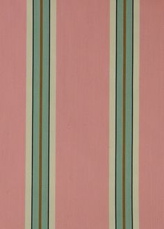 a pink and green striped wallpaper with small brown stripes on it's sides