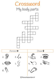 the crossword puzzle with words and pictures to help kids learn how to use it