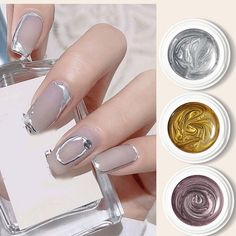 Uv Nail Polish Line Drawing Glue Mirror Metal Effect Manicure DIY Painting 5ML Glue Drawing, Line Manicure, Silver Drawing, Gel Manicure Diy, Ad Drawing, Nail Art Paint, Nail Polish Painting, Perfect Hands, Chrome Nail Polish