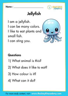 the jellyfish is an animal that can be used to teach children how to read it