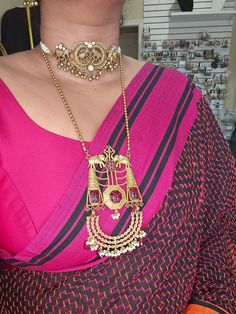 Brass alloy rajwadi polish Fusion Jewellery, Necklace For Neckline, Beautiful Personality, Traditional Indian Jewellery, Choker Necklace Set, Antique Necklace, Saree Dress, Look Alike, Traditional Indian