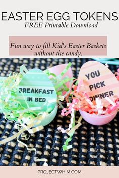 easter egg tokeners with the text free printable