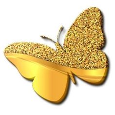 a golden butterfly with glitter on it's wings