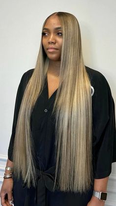 Caresha Hairstyles, Multi Highlights Brown Hair, Different Color Blonde Hair, Sandy Blonde With Highlights, Highlight Side Part Wig, Side Part Colored Wig, Highlight Wig Styles, Highlight Wig Black Women, Dirty Blonde Black Women