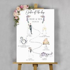 an easel with a wedding map on it