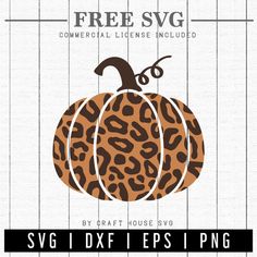 a leopard print pumpkin with the words free svg commercial license included