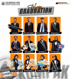 an advertisement for graduation shows men in suits and ties