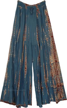 A dusky blue tie-dye split skirt pants for women, this unique piece blends two trends into one stunning garment. Crafted from high-quality fabric, these skirt pants are designed for both comfort and style. #tlb #SplitSkirtsPants #bohemianfashion #XLPlus #WideLegPants Indigo Full Length Bottoms For Summer, Tie Dye Long Skirt For Summer, Summer Tie Dye Long Skirt, Blue Hippie Long Skirt, Hippie Blue Long Skirt, Blue Wide Leg Hippie Bottoms, Indigo Bohemian Bottoms For Summer, Bohemian Indigo Bottoms For Summer, Summer Cotton Bottoms With Batik Print