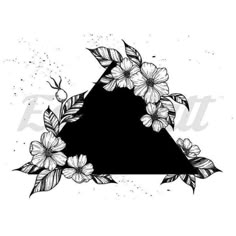 black and white triangle with flowers