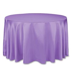 a round table covered in purple cloth