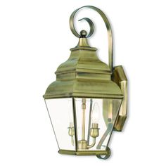 Livex Lighting - 2591-01 - Two Light Outdoor Wall Lantern - Exeter - Antique Brass Wall Mount Lantern, Transitional Wall Sconces, Cool Floor Lamps, Wall Ceiling Lights, Residential Lighting, Livex Lighting, Outdoor Wall Lantern, Traditional Lighting, Antique Lighting