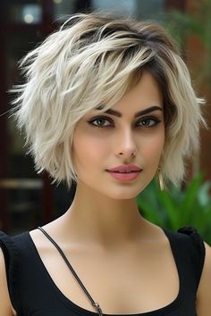 Chunky Bob Haircut Choppy Layers, Choppy Short Bob, Short Messy Bob Choppy Layers, 2024 Bob Haircuts, Edgy Bob Haircuts Choppy Layers, Youthful Short Hairstyles, Metal Awnings, Drawing Hairstyles, Choppy Layers