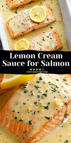 lemon cream sauce for salmon in a pan