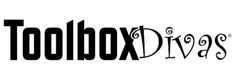 the logo for toolbox divings, which is black and white with swirly letters