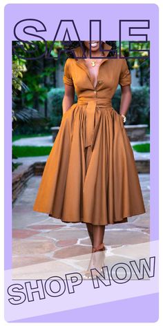 Tangerine Casual Solid Split Joint Buttons Turndown Collar Shirt Dress Dresses Brown Dress Outfit, Dress Queen, Pentathlon, Stile Casual Chic, Winter Outfits Warm, Afrikaanse Mode, Gaun Fashion, Paris Chic, Elegante Casual