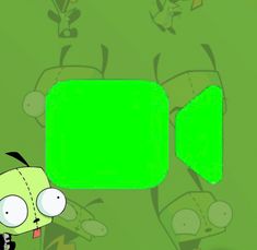 a cartoon character with an empty speech bubble in front of him and the background is green