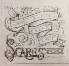 a drawing with some words on it and an arrow in the middle that says, one thing every day is scared you