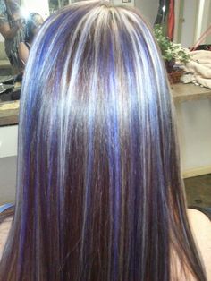 Fun Colored Highlights In Brown Hair, Coloured Highlights Brown Hair, Dyed Hair Highlights, Skunk Hair, Hair Inspiration Long, Pretty Hair Color