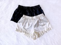 LISTING IS FOR ONLY ONE PAIR OF SHORTS Gorgeous, silky soft satin adult pajama shorts that are perfect all year round! A perfect pair to wear while lounging around the house. Great for birthday gifts, Christmas gifts, Valentine's Day, or even Bridal parties! Comes with a stretchy elastic waistband for a comfort. Cute ruffle trim finishes off the shorts. 100% Satin Plaid PJ Shorts here: https://www.etsy.com/listing/1060519934/red-black-white-adult-women-pajama?ref=listings_manager_grid Floral Sat Short Satin, Ruffle Bloomers, Fall Chic, Adult Pajamas, Cute Pajama Sets, Pj Shorts, Satin Shorts, Etsy Wedding, Sleep Shorts