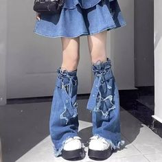 Material: Cotton denim Color: Blue Gothic Punk Outfits, Stars Y2k, Female Clothes Outfits, Flared Denim, Y2k Denim, Punk Outfits, Denim Color, Y2k Outfits