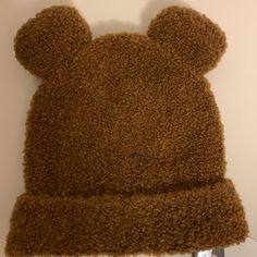 Brand New. One Size. 70% Wool. Trendy Warm Brown Hats, Trendy Brown Hat One Size, Trendy Brown Hats One Size, Trendy Brown One-size Hats, Cute Brown Brimmed Hat, Cute Brown Hat For Fall, Bear Hat, Soft Brown, Brown Bear