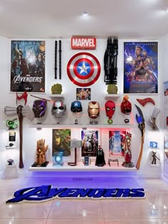 the avengers movie memorabilia is on display at the museum